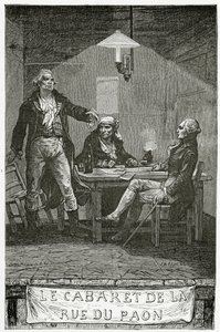 Danton, Marat, Robespierre - illustrasjon fra Quatre Vingt Treize, 1800-tallet (bw-gravering) av French School