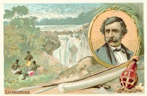 David Livingstone , skotsk misjonær og oppdagelsesreisende (chromolitho) av French School