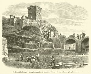 De Genes i La Spezia, Moneglia, mellom Sestri-Levante og Deiva (gravering) av French School
