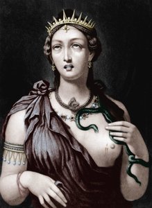 Død av Cleopatra VII, makedonsk dronning av Egypt (farget gravering) av French School