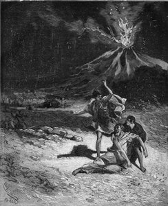 Gaius Plinius Secundus den eldstes død. Plinius den eldste (23-79), naturforsker og latinsk forfatter (Under Vesuvens utbrudd; i 79 hatet han å løpe dit for å observere dette fenomenet; men etter å ha nærmet seg vulkanen ble han kvalt b. av French School