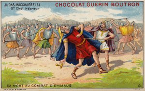 Judas Maccabeus død i slaget ved Emmaus (kromolitt) av French School