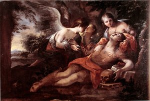 Maria Magdalenas død (olje på lerret av French School