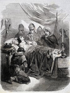 Saint Louis døde i Palestina i 1270 - i "" Histoire de France"" av L.-P. Anquetil av French School