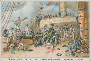 Den franske kontreadmiralen Magon døde i slaget ved Trafalgar, 1805 av French School