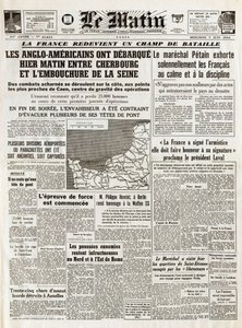Avstigning av Normandie juni 1944 - Normandie landinger 6. juni 1944 (D-Day) - Om morgenen, torsdag 7. juni 1944 dro anglo-amerikanerne i går morges mellom Cherbourg og munningen av Seinen av French School