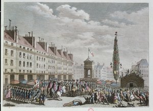 Grunnlovens erklæring, Place des Innocents, Paris, september 1791, 1791 (fargegravering) av French School