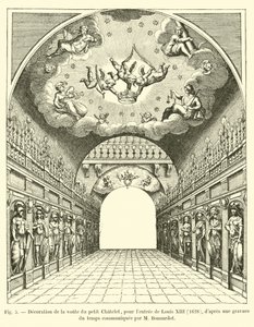 Dekorasjon av hvelvet til Petit Chatelet, for inngangen til Louis XIII, 1628, etter en gravering av tiden formidlet av M Bonnardot av French School