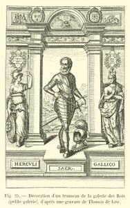 Dekor av et trumeau i Galerie des Rois, lite galleri, etter en gravering av Thomas de Leu av French School