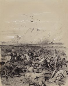 Nederlag av den invaderende Cimbri av den romerske general Gaius Marius i slaget ved Vercellae, Italia av French School