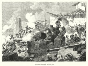 Defense heroic de Girone (gravering) av French School