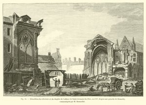 Riving av refektoriet og kapittelet til klosteret Saint-Germain des Pres, i 1797, etter en gouache av Demachy, formidlet av M Bonnardot av French School