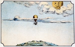 Avreise til månen i en ballong - i "" Voyage dans la lune"" av A. fra Ville-d