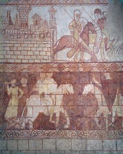 Avreise fra korsfarer-templarridderne i 1163 fra deres syriske slott Krak des Chevaliers for slaget ved Boquée av French School
