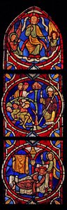 Viser Kristus og St. Martin, 3 scener fra kirken Varennes-Jarcy av French School