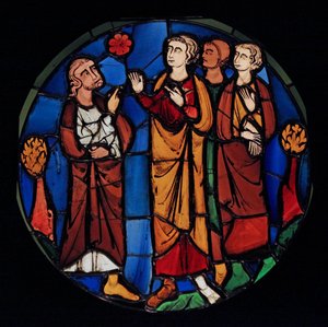 Viser Job og sønnene hans, ex Ste Chapelle (Bay D, Judith-vinduet) av French School