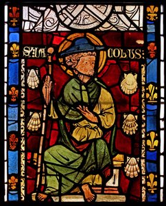 Viser St James: grisaille fra Chapelle du Chateau, Rouen? av French School
