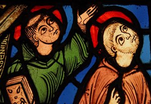 Viser to munker ved himmelfarten til St. Bernard; eks St Denis av French School