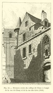 Siste rester av Cluny college på hjørnet av rue de Cluny og rue des Gres, 1848 av French School