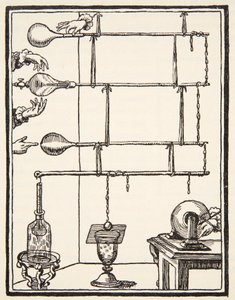 Descarges electriques dan lai rarefie, 1753, kopi av Boris Mestchersky (d.1957) illustrasjon fra Histoire de la Nation Francaise, Sciences, Volumes I & II, av Gabriel Hanotaux (1853-1944), 1924 (lith) av French School