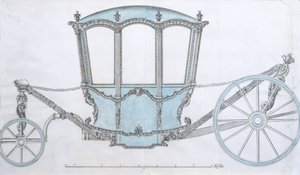 Design for en buss, ca. 1760 (penn og blekk med blå vask) av French School