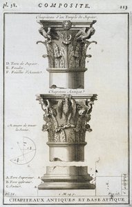 Design for en eldgammel hovedstad og base fra et Jupiter-tempel av French School