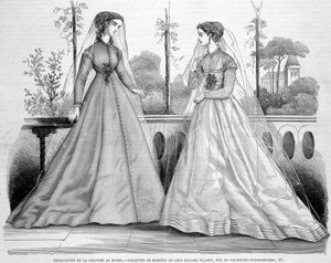 To brudetoaletter fra Madame Fladry - i ""La Mode illustrée""" av 29.09.1867. av French School