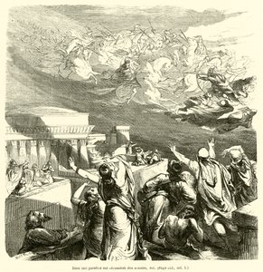 Gud fører frem hærer over Jerusalem osv. (gravering) av French School