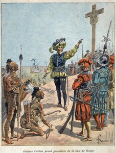 Discover Canada: Jacques Cartier (1491-1557), French navigator and explorer took possession of the Bay of Gaspe and erige the cross on July 24 av French School