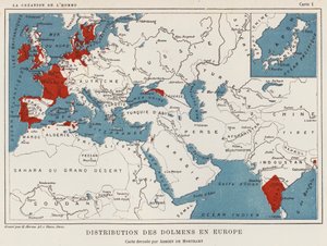Distribusjon av dysser i Europa (Color Litho) av French School