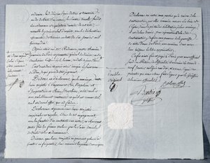 Skilsmisseerklæring fra keiser Napoleon Bonaparte (1769-1821) og keiserinne Josephine (1763-1814) 9. januar 1810 av French School