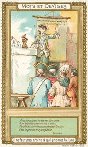 Tro ikke hvem som lover månen (chromolitho) av French School