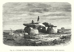 Dolmen of Pennou Kreach, i Plouneour Trez, Finistere, overbygd gangvei (gravering) av French School