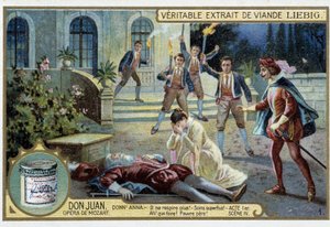 Don Juan: Akt I, Scene IV, døden til Donn'Annas far - chromo Liebig av French School