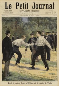Duell mellom prins Henri av Orleans og greven av Torino, Vaucresson, Frankrike, 1897 av French School