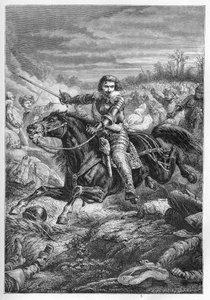 Duke Henry II of Montmorency (Montmorenci) (1595-1632) at the Battle of Castelnaudary in 1632 - Duke of Montmorency. Fighting in Castelnaudary - engraving from “” L