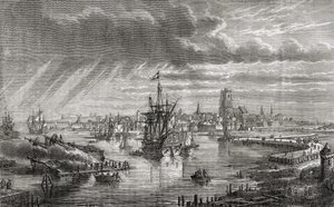 Dunkirk, Frankrike, på 1700-tallet, fra 'Histoire de la Revolution Francaise' av Louis Blanc (1811-82) gravert av Hildibrand, 1847-62 av French School