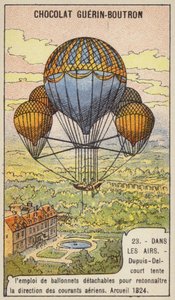Dupuis-Delcourt prøver å måle retningen til luftstrømmene ved hjelp av avtakbare ballonger, Arcueil, Frankrike av French School