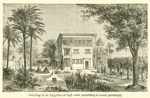 Bolig til en egypter av høy rang, ifølge veggmalerier (gravering) av French School