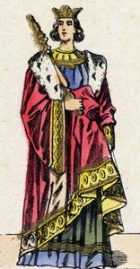 Kapetianernes dynasti: Portrett av Ludvig X kalt Hutinen (1289-1316), kongen av frankerne fra 1314 til 1316. Epinal avbildning fra slutten av 1800-tallet. Privat samling. av French School