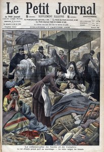Earthquake in Sicily, Calabria 1909 "Le Petit Journal” of January 1909 (engraving) av French School