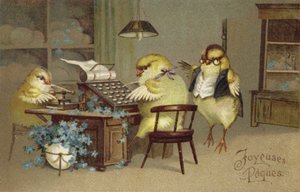 Påskehilsenkort (fargelitografi) av French School