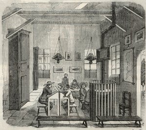 Skole for idioter i Bicetre på 1800-tallet - Gravering i "Tableau-de-Paris" av Edmond Texier 1852 av French School