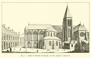 Templets kirke og karnelhus, i 1650; etter I Sylvester av French School