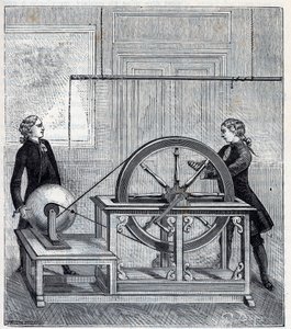 Elektrisk maskin (Generator) av Francis Hauksbee (1666-1713) perfeksjonert av Boze l