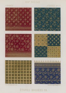 Broderte stoffer fra 1300-tallets Frankrike av French School