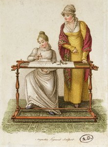 Broderi, ca. 1810-20 (farget gravering) av French School