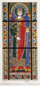 Keiser Henrik I fuglen (875 - 936). Et glassmaleri fra Cathedrale de Strasbourg. av French School