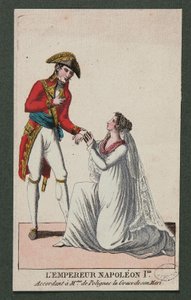 Keiser Napoleon I ifølge Madame de Polignac nåden til mannen hennes av French School