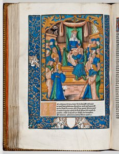 Emperor Nero is alarmed at the news in Judea, 67 AD (hand-coloured print) av French School
